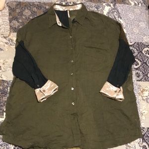Free People Army Green oversized Button Down M